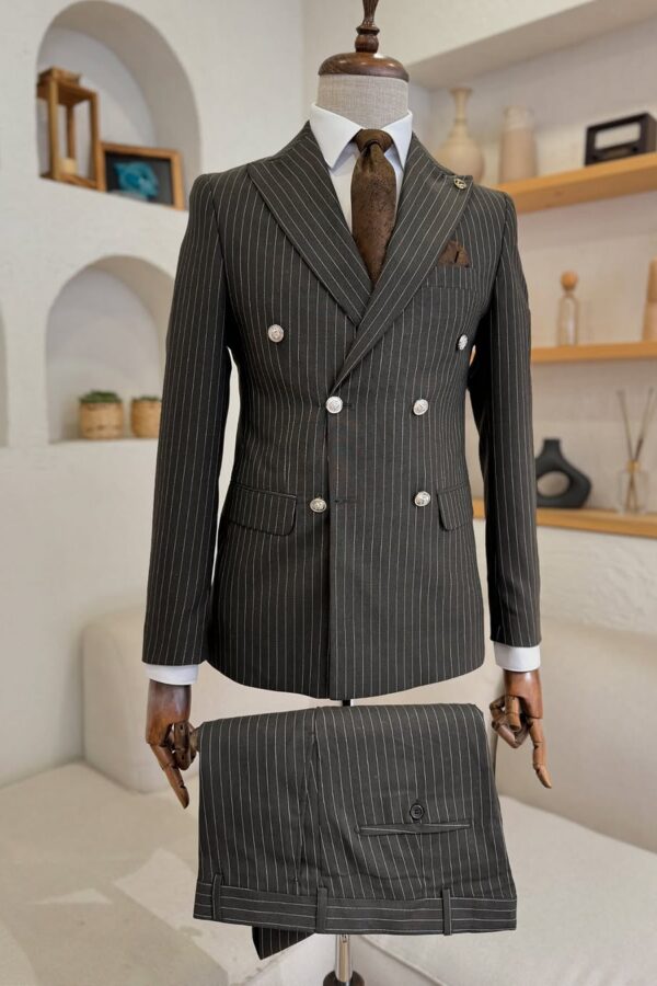 Tailored  Black Double Breasted pin striped men’s suit