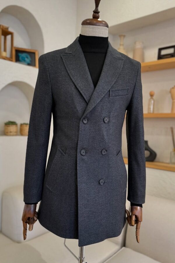The Edinburgh Charcoal Black Double Breasted Coat