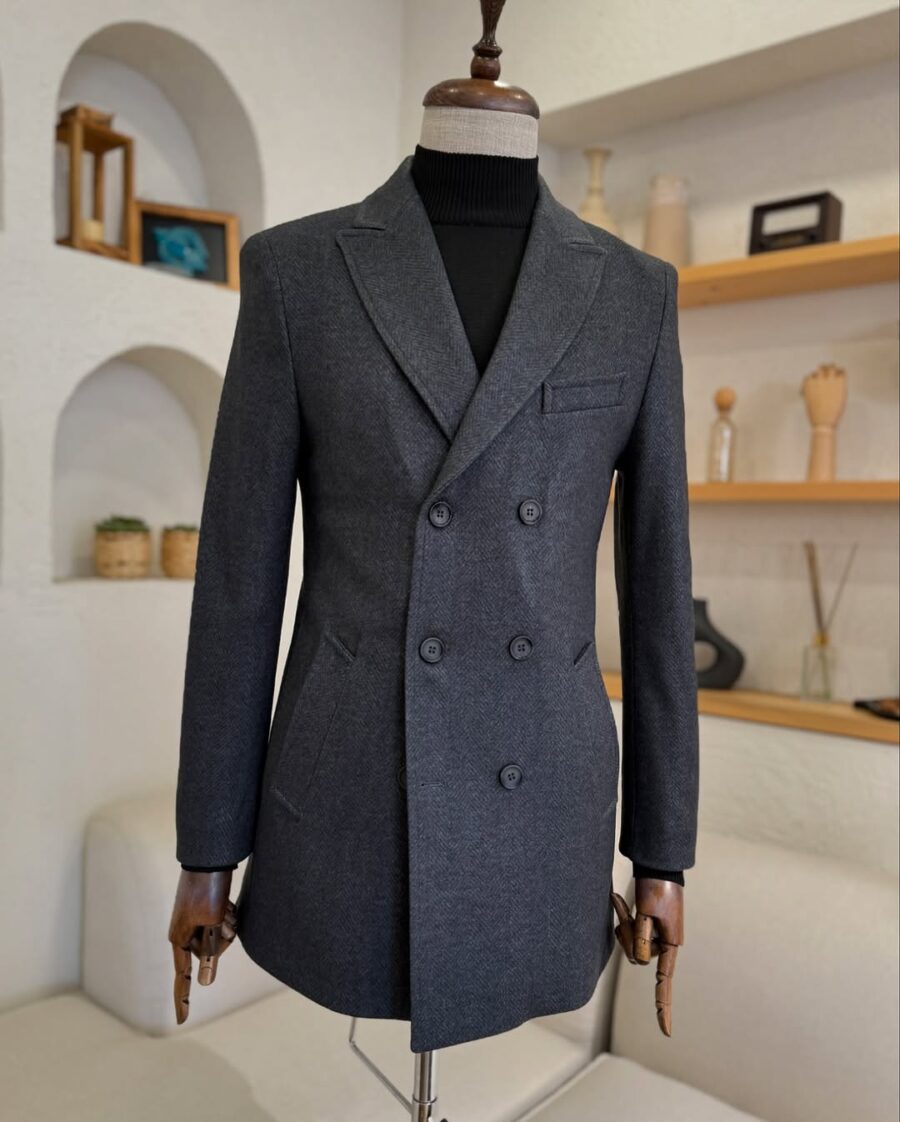 The Edinburgh Charcoal Black Double Breasted Coat