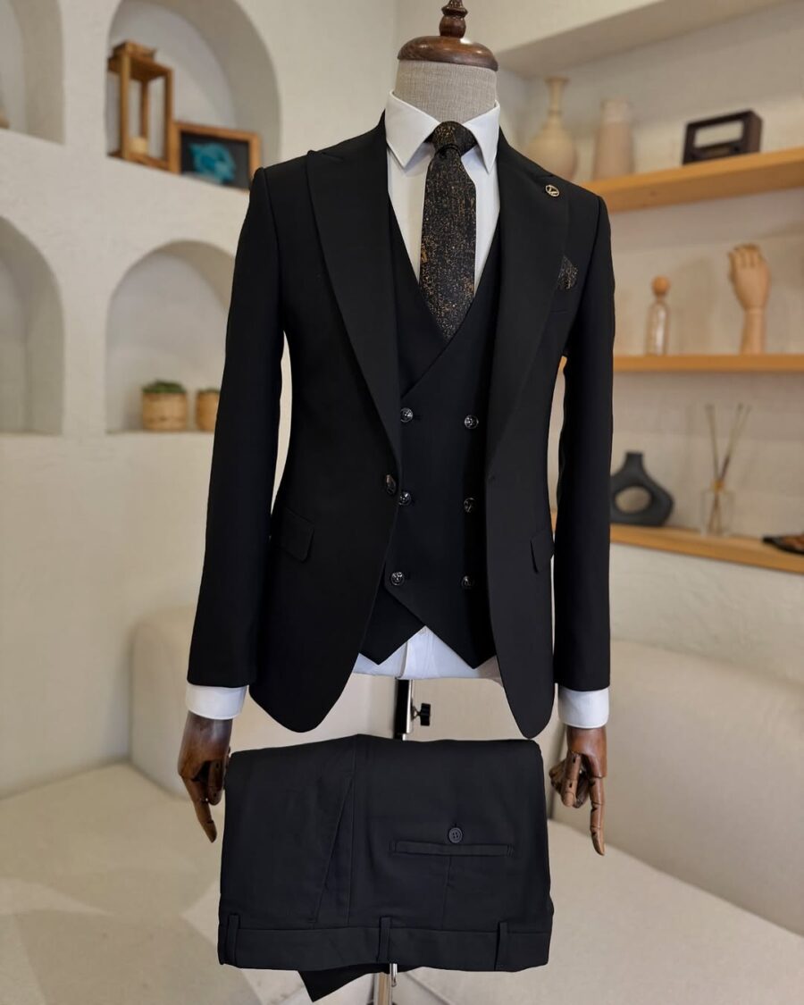 The London Dove Gray Textured Three Piece Suit