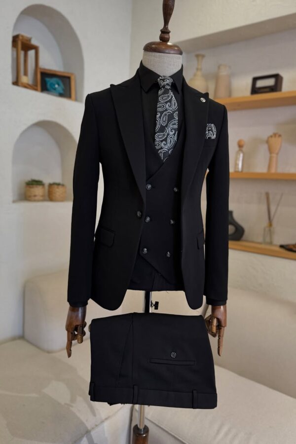 The Milan Onyx Black Three Piece Suit