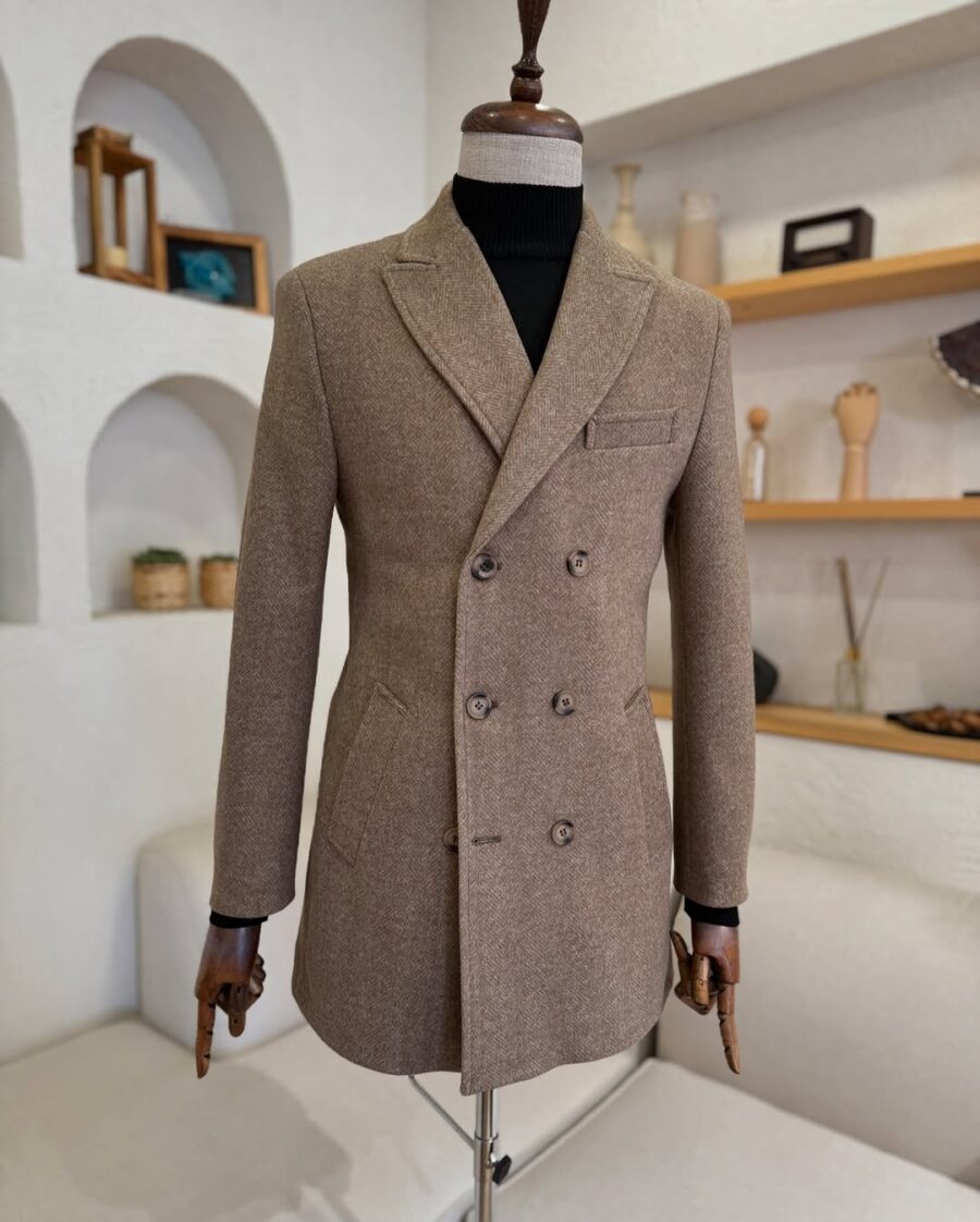 The Milan Sandstone Beige Double Breasted Coat