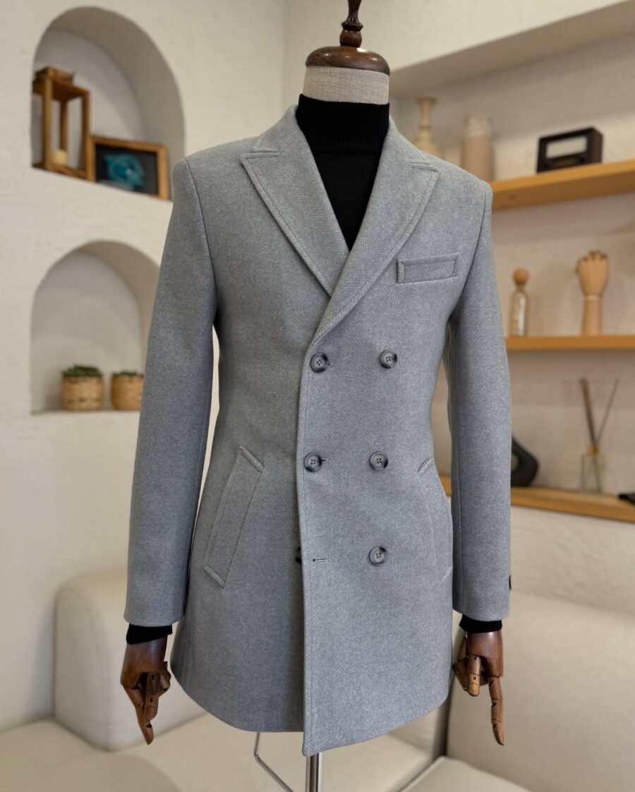 The Oslo Frost Grey Double-Breasted Coat