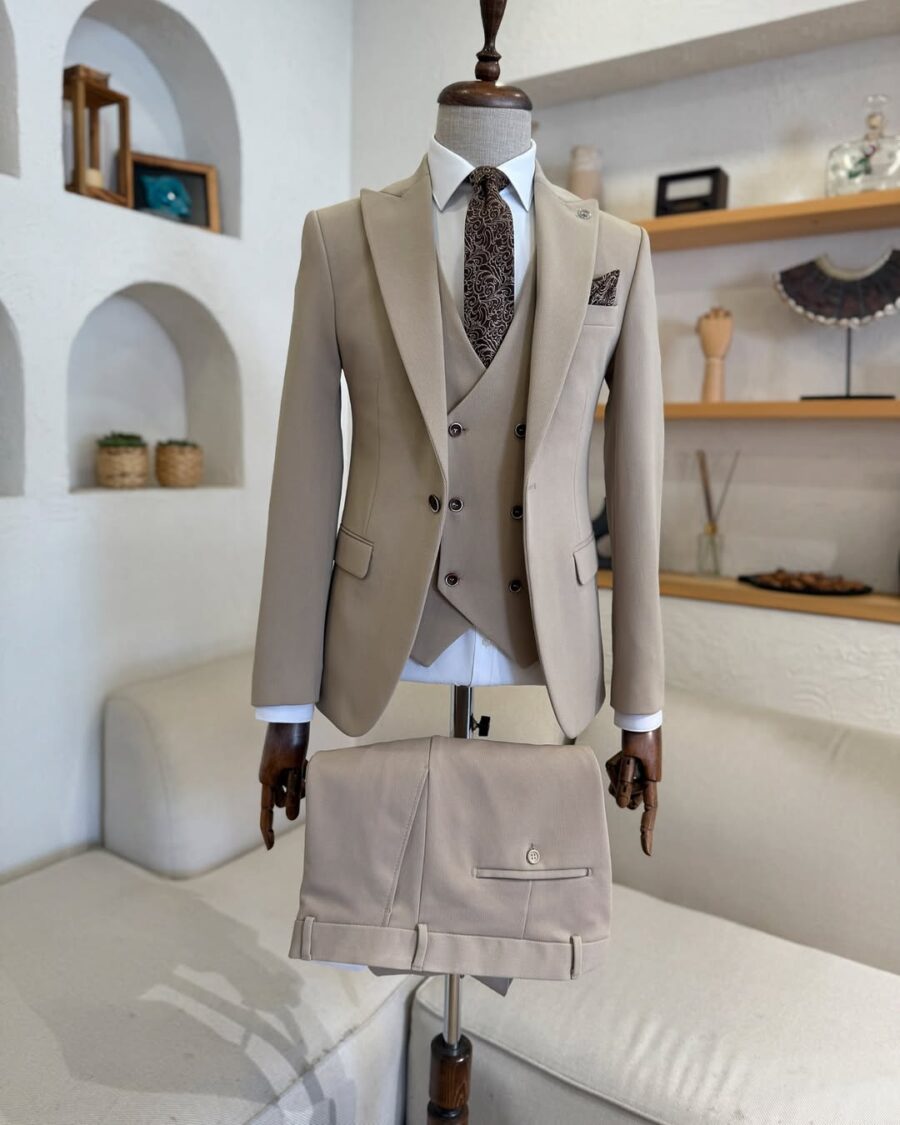 The Savannah Sandstone Beige Three Piece Suit